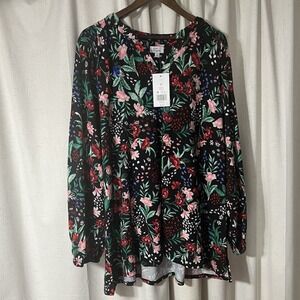 Kim Roger Women's Plus‎ Size 3X Floral Long Sleeves Blouse